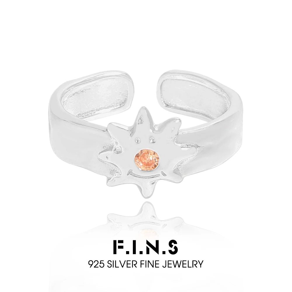 

F.I.N.S оригинальное кольцо из стерлингового серебра S925 для женщин, корейский дизайн, милое улыбчатое лицо, гладкий регулируемый палец, ювелирные изделия, подарки