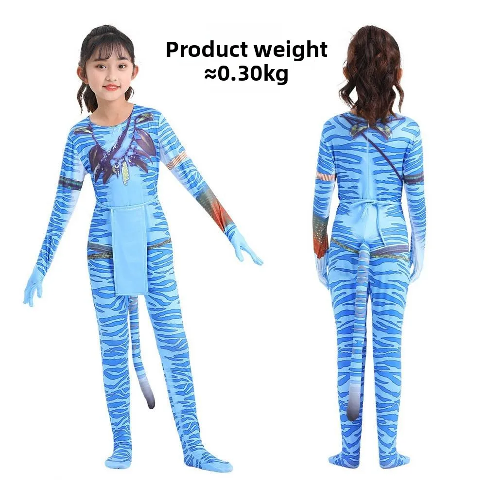 

Avatar Cosplay Suit loween Tight One-Piece Stage Performance Clothes Children's Adult's Costume Sexy Animal Print Jumpsuit