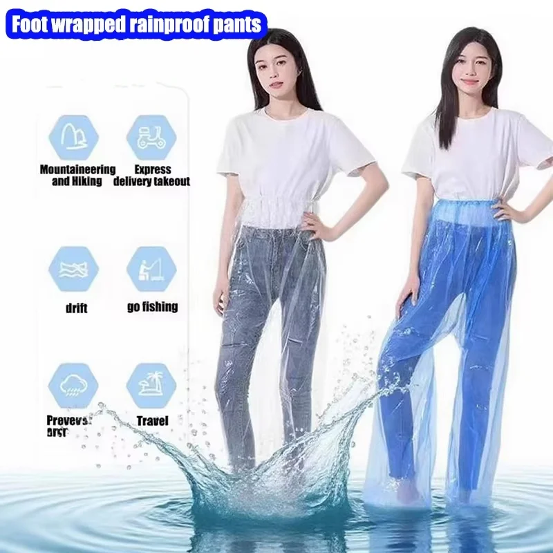 Disposable Waterproof Pants Especially Suitable for Riders of Motorcycle Scooter Bike in Raining Days Feet-wrapped Rain Pants