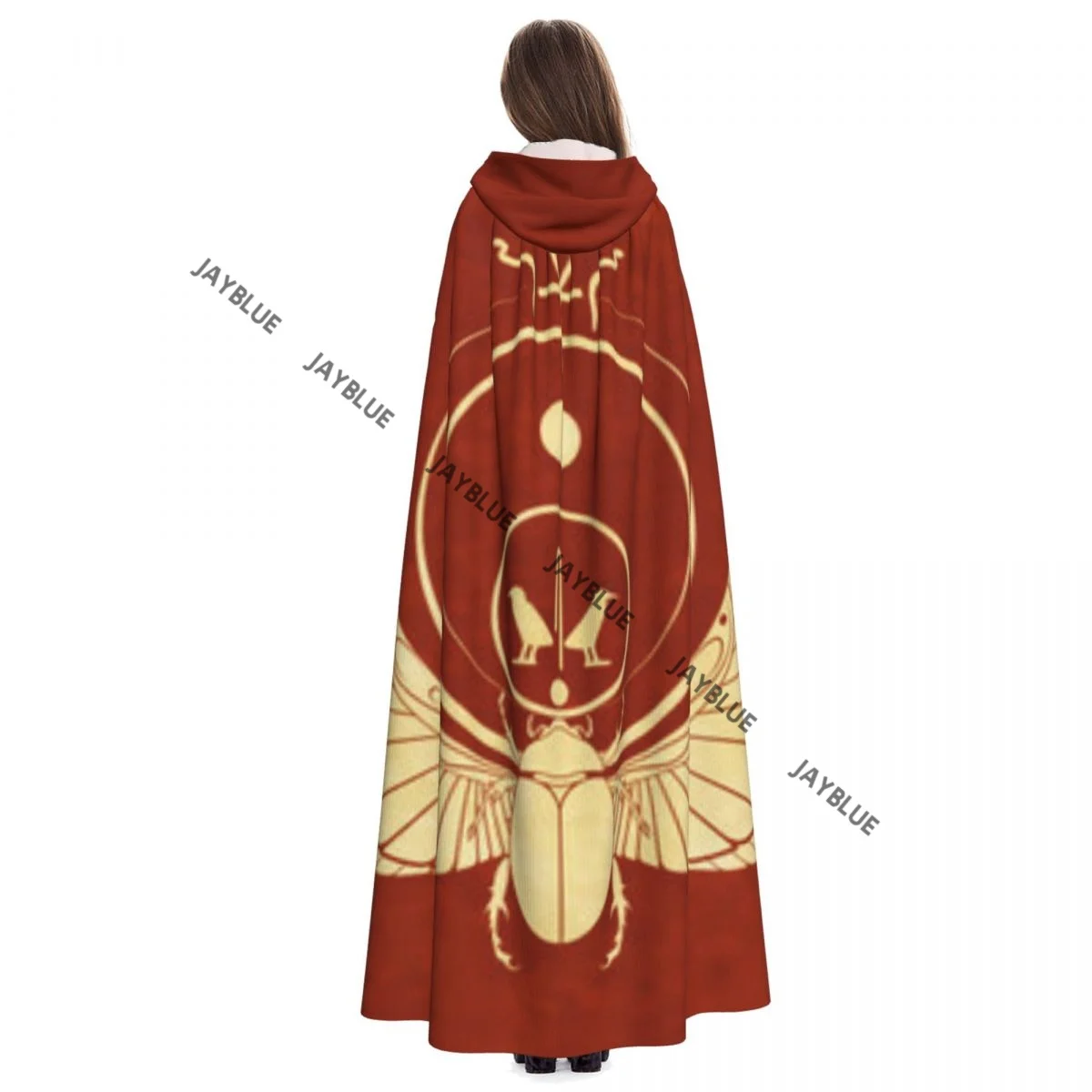 เสื้อคลุมผู้ใหญ่แบบมีฮู้ดลายด้วงอียิปต์มีปีก ชุดแฟนซียุคกลาง แม่มด วิคคา แวมไพร์ เอลฟ์ ปูริม งานคาร์นิวัล ปาร์ตี้