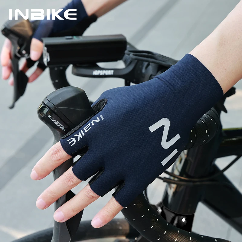 INBIKE Summer Cycling Gloves Half Finger Breathable Shock-Absorbing Padded Palm Anti-Slip Men Women MTB Road Bike Bicycle Gloves