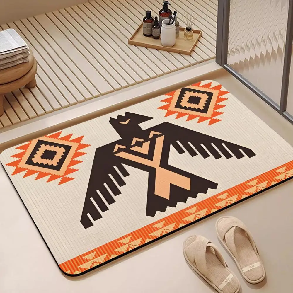 Thunderbird P-Pattern Floor Mat Diatomite Bath Mat, Quick Dry, Absorbent, Multi-Scene Mat