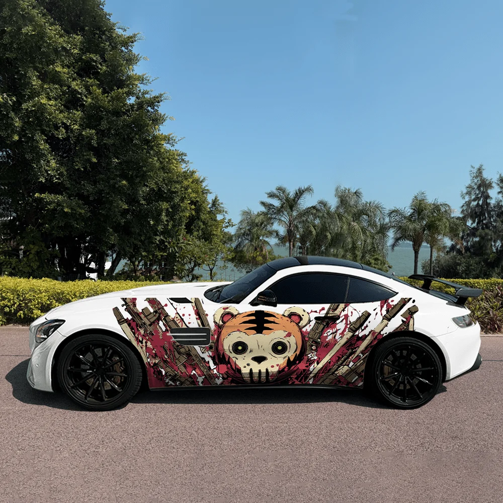 

Мультяшная кукла-тигр, красочная автомобильная виниловая наклейка, самоклеящаяся наклейка из ПВХ, подходит для грузовиков, внедорожников, декор, автоаксессуары, подарок