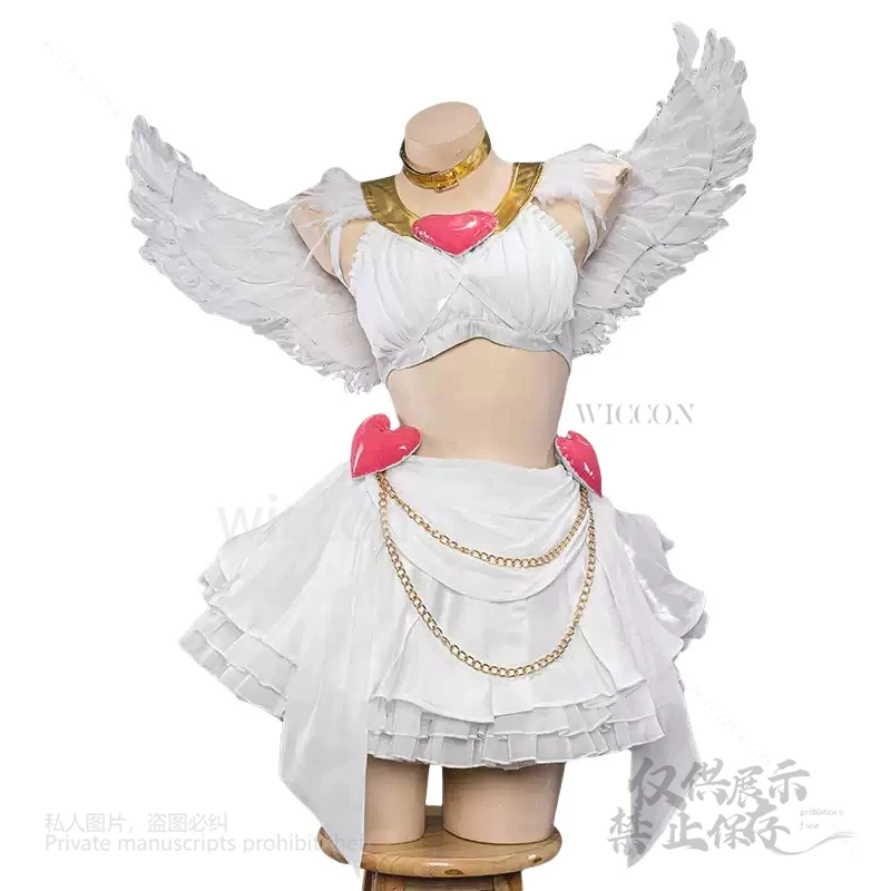 

Anime Anarchy With Garterbelt Panty Anime Stocking Costume Lolita Sexy Dress Angel Wing Gown Halloween Party Outfit Customized
