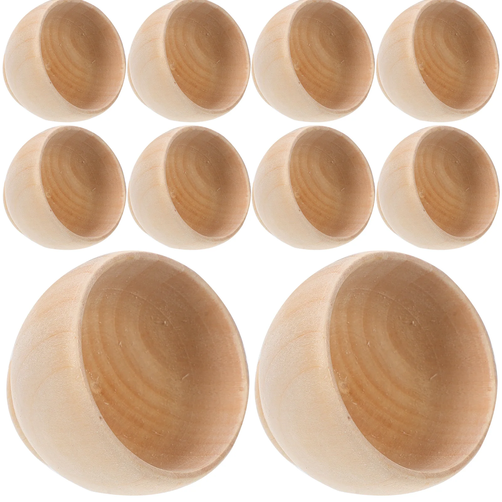 10 Pcs Miniature Wooden Bowls Unpainted Craft Toys Small Unfinished Cutlery Ideal for Kids Home Decor Party Supplies