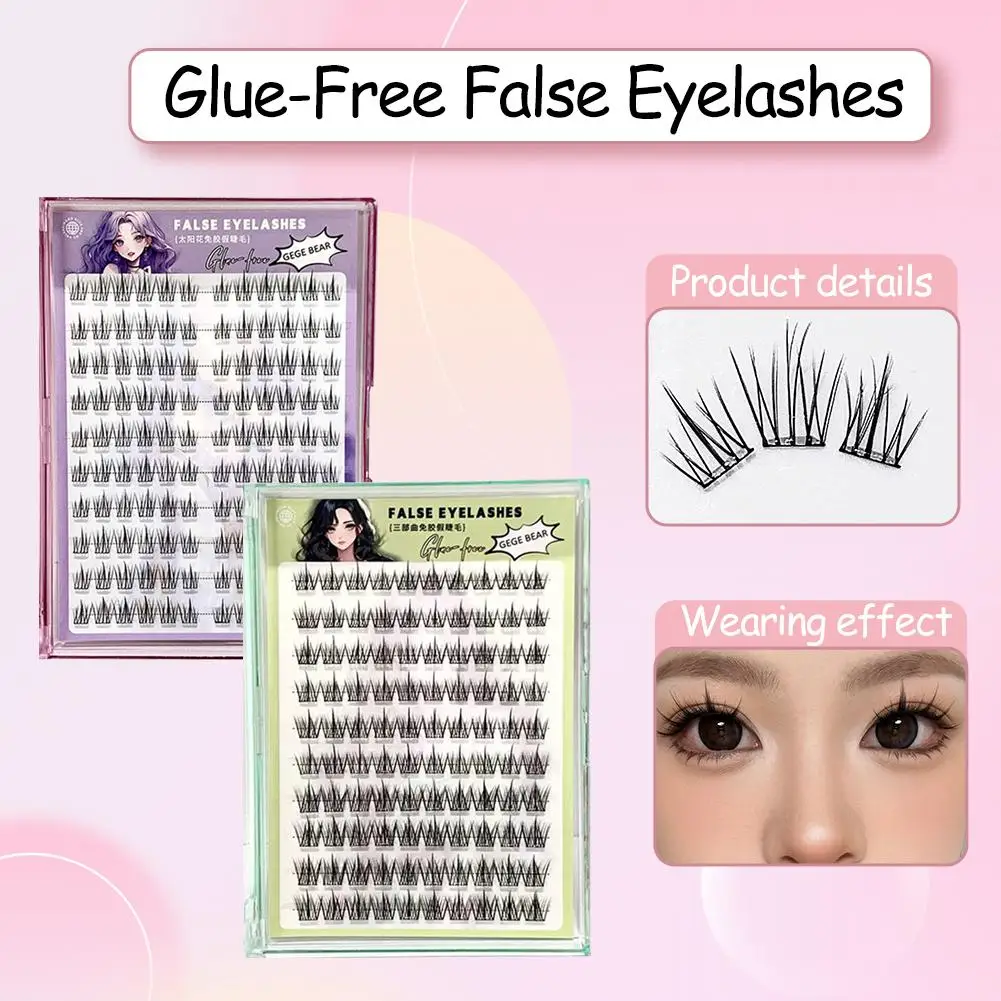 Self-Adhesive False Eyelashes Glue-Free Design, Natural Volume Lash Clusters for Easy Application, Glue-free False Eyelashe N5E0