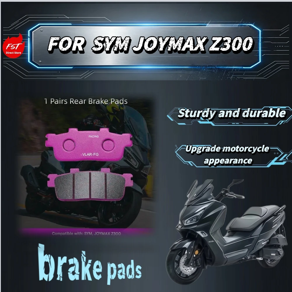 For SYM JOYMAX Z300 Ceramic Brake Pads Balanced Friction Wear-Resist DTEC Formula Less Dust For Long Time Daily Scooter Use