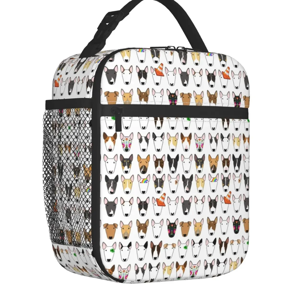 Bull Terrier Dog Repeat Pattern Thermal Insulated Lunch Bag Animal Portable Lunch Tote for Outdoor Picnic Multifunction Food Box