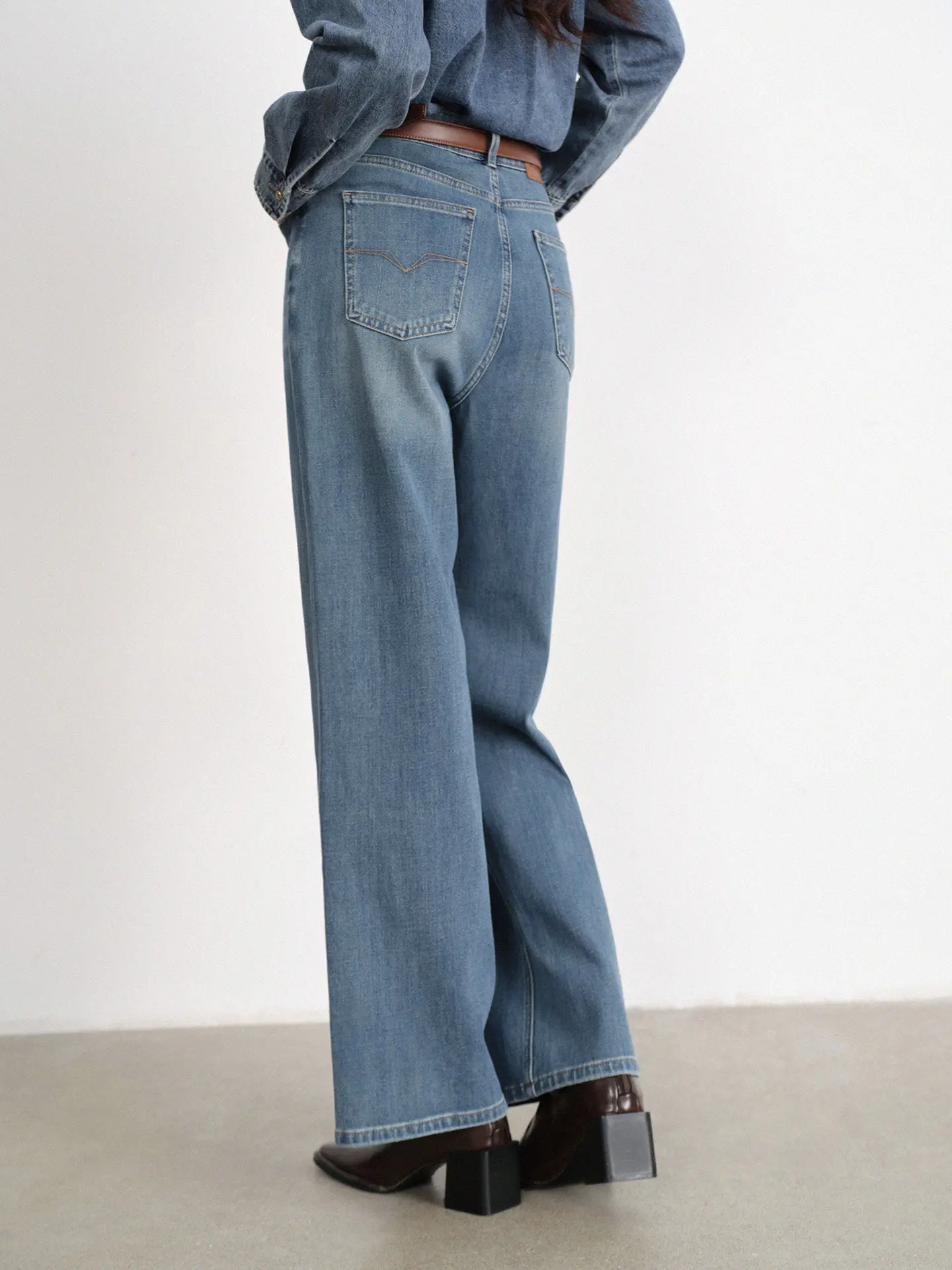 الرجعية غسلها الدينيم السراويل للنساء سيدة منتصف عالية الخصر مستقيم الساق الجينز فضفاضة تناسب عارضة السراويل الطويلة الربيع الزي اليومي