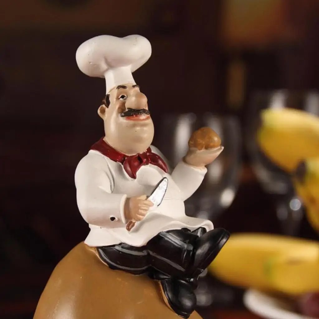 European Chef Figurine Statue Cafe Shop Decoration Craft Gift