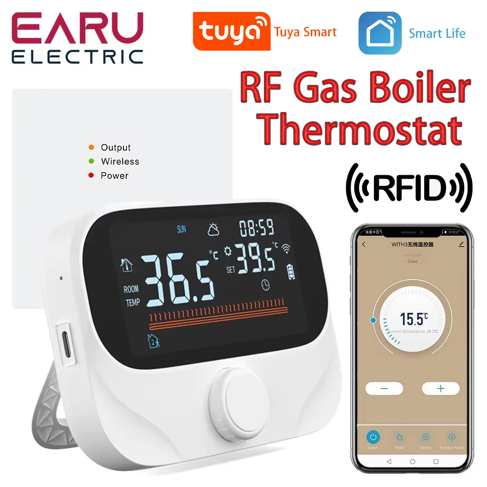 Tuya WiFi Smart Home Wireless Thermostat RF Battery Gas Boiler Water Heating Digital Temperature Controller Alexa Google Home