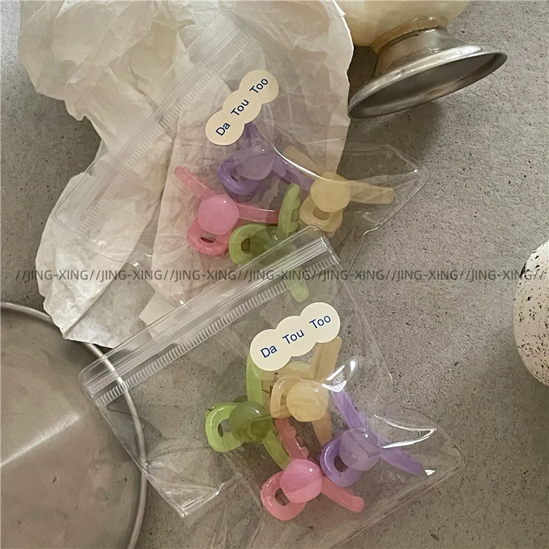 Small Fresh Jelly Texture Mini Side notch Small Grip Clip Four Piece Set Colorful Plastic Hairpin Hair Clips