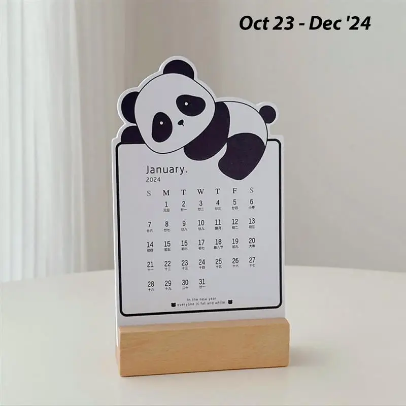 2024 12 Month Animal Calendar Removable Monthly Panda Stand Up Calendar Cute Desk Calendar For Home Classroom 12 Month Table