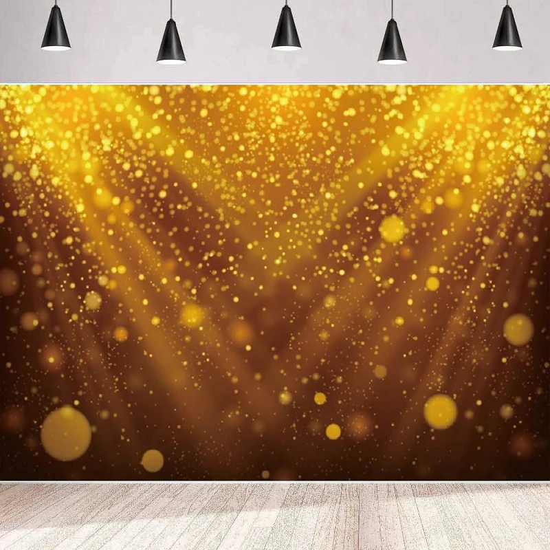 Photography Backdrop Gold Spotlight Dance Floor Stage-Lighting Effect Talent Show Background Party Backdrop Wall Banner Poster