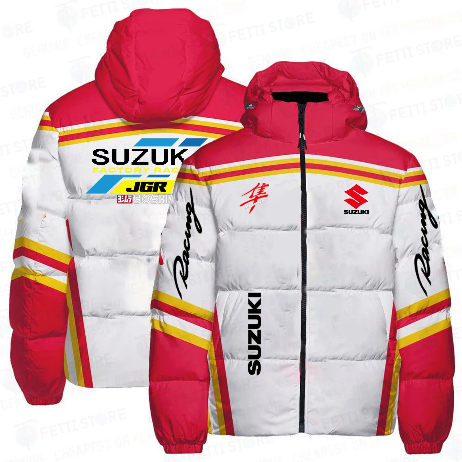 New Autumn Winter Suzuki Logo Jacket Thick Men's Motorcycle Sports Cotton Jacket Cap Cardigan Outdoor Warm Filling Cotton Jacket