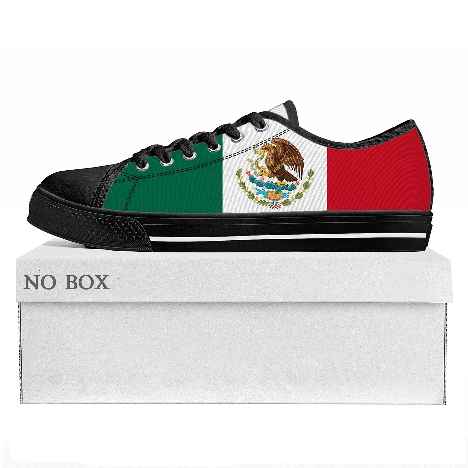 Mexican Flag Low Top Sneakers Mens Womens Canvas Sneaker Mexico Prode Casual Couple Shoes Custom Shoe