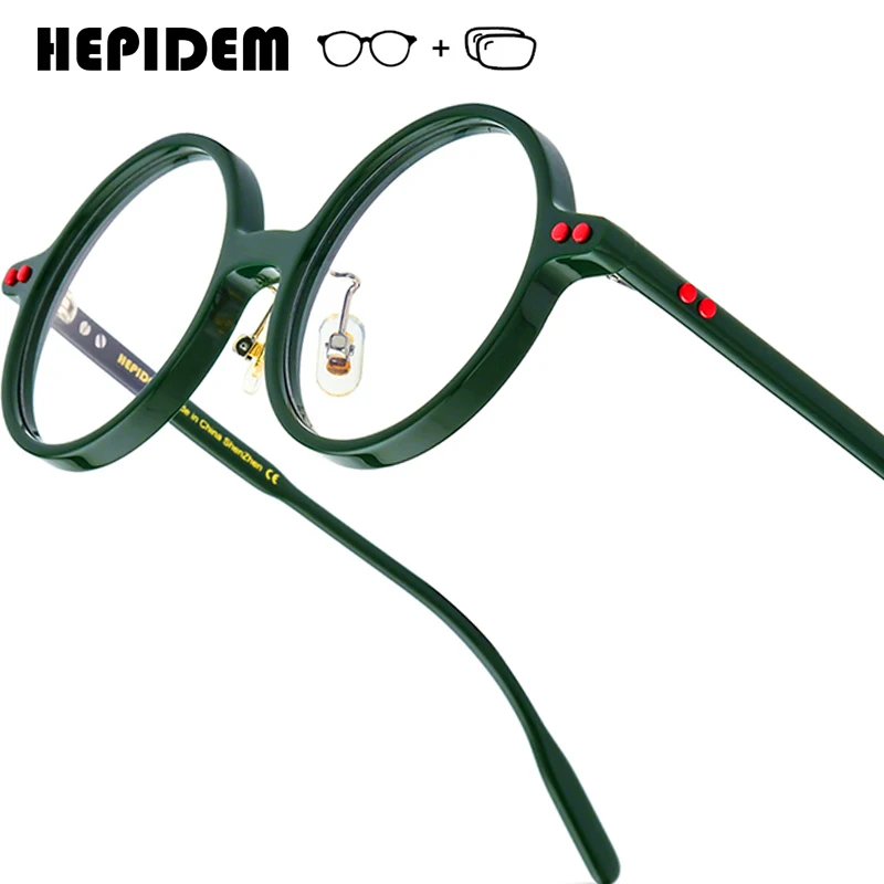 

HEPIDEM Progressive Prescription Glasses Anti Blue Photochromic Myopia Optical Lenses Eyewear Men Women Acetate Round Eyeglasses