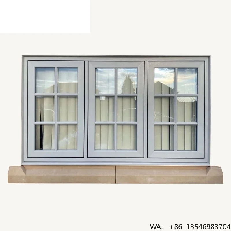 Aluminum Alloy Modern Design Swing Open Casement Window American Standard NFRC Broken Bridge Stainless Steel Triple Insulated