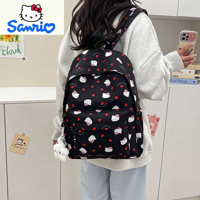 Sanrio Fashion Large Capacity High Quality Load Reducing Backpack Student Cartoon Hello Kitty Lightweight Storage Backpack