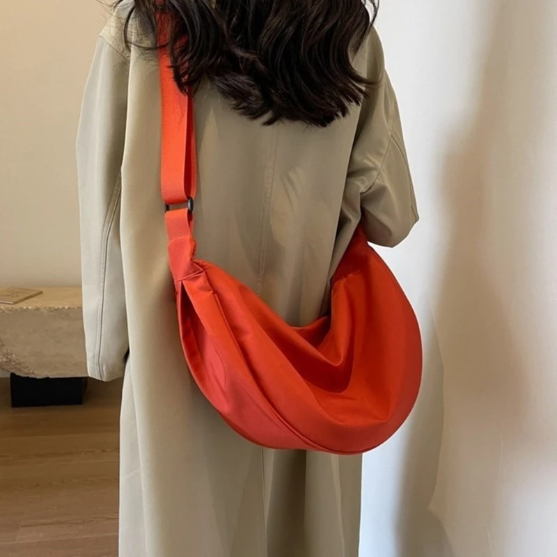 Bolso bola para mujer, bolso hombro informal nailon con cierre cremallera