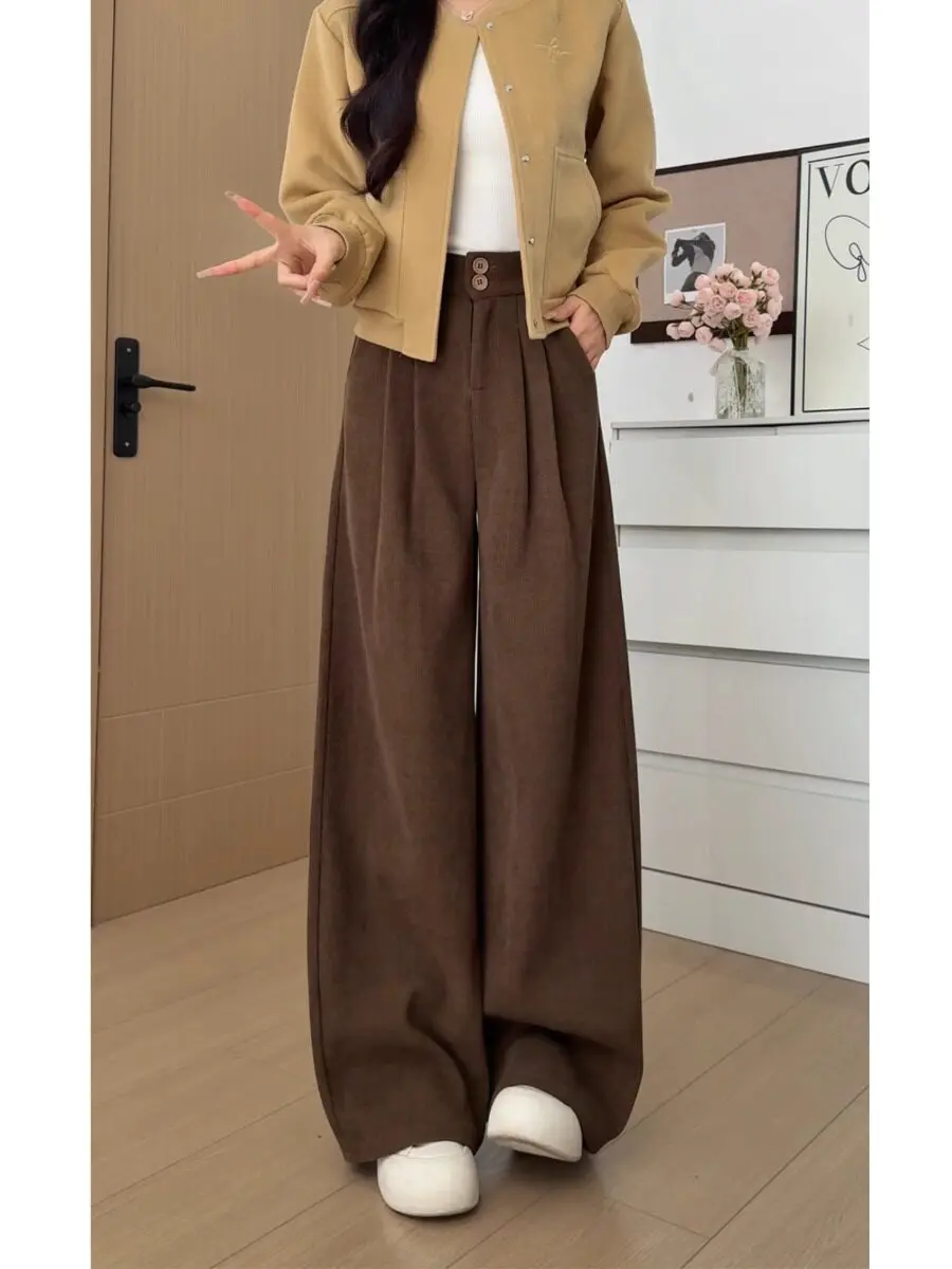 2026 New Long Suit Pants Women's Autumn and Winter High Waist Wide Leg Pant for Female Solid Coloor Mopping Trousers U607