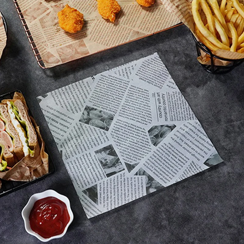 30 Sheets Oil-Proof Wax Paper Food Wrapper Paper Bread Sandwich Burger Fries Wrapping Baking Tools Fast Food Bread Oilpaper