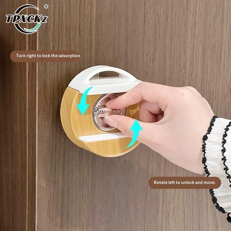 SL Wall Mounted Power Strip Holder Suction Cup No Drilling Wood Grain Design For Home Office Kitchen Remote Organizing