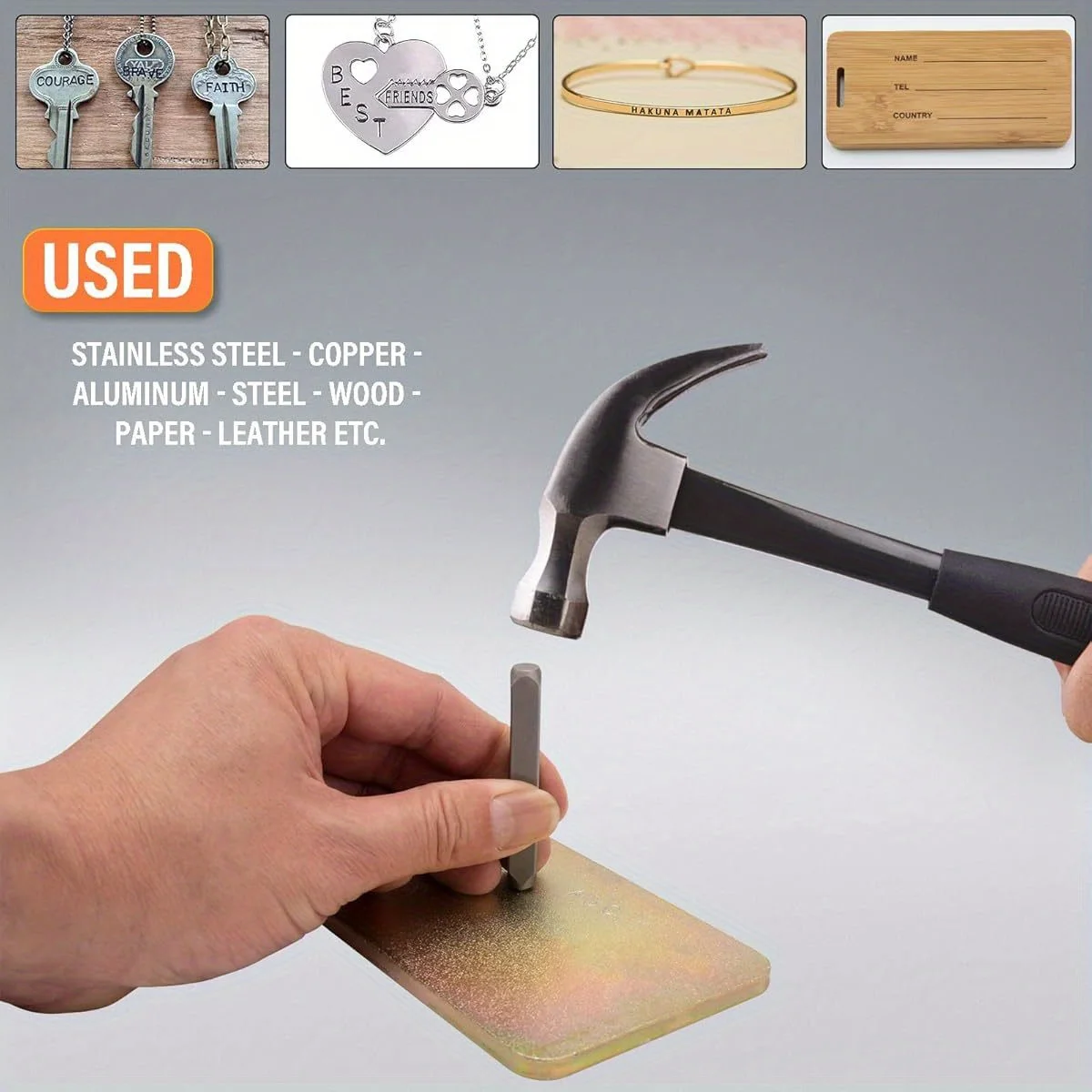 36pcs Metal Letter Punch Set 3mm Steel Stamps for Jewelry Leather Wood DIY Engraving Tool Kit with Numbers and Symbols