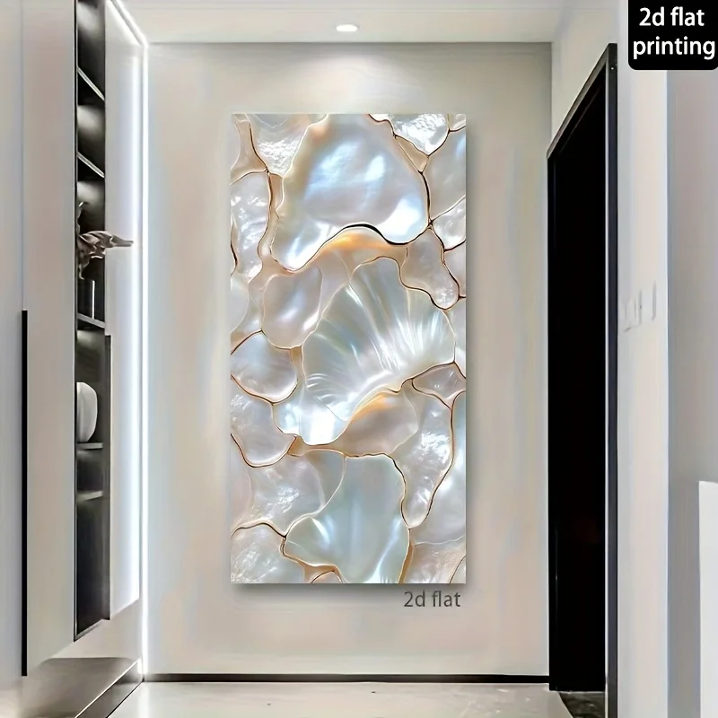 

2D/Flat 1pc Modern Abstract Canvas Wall Art - Frameless Mother-of-Pearl Shimmery Canvas Painting for Living Room, Bedroom Decor