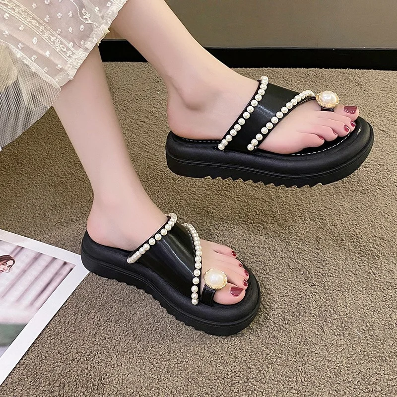 

Beige Heeled Sandals 2023 Summer Comfort Shoes for Women Wedge All-Match Med Increasing Height Muffins Shoe Black Platform