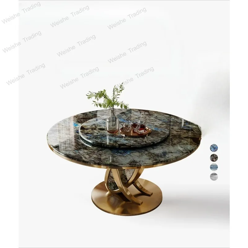 Light luxury marble round dining table supercrystalline stone microcrystalline stone household light luxury high-end luxury