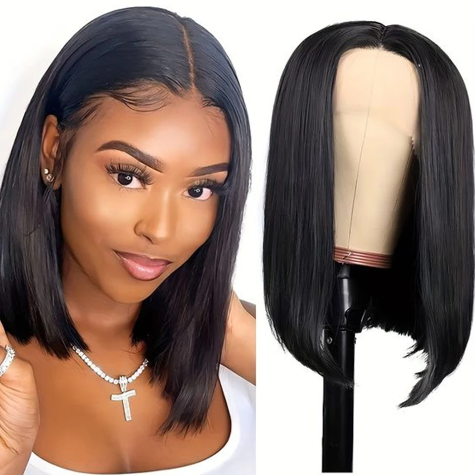 

Straight Peruvian Short Bob Lace Wig 13*5*2 T Part Lace Front Wig Human Hair Wigs 180% Density Lace Front Human Hair Wigs