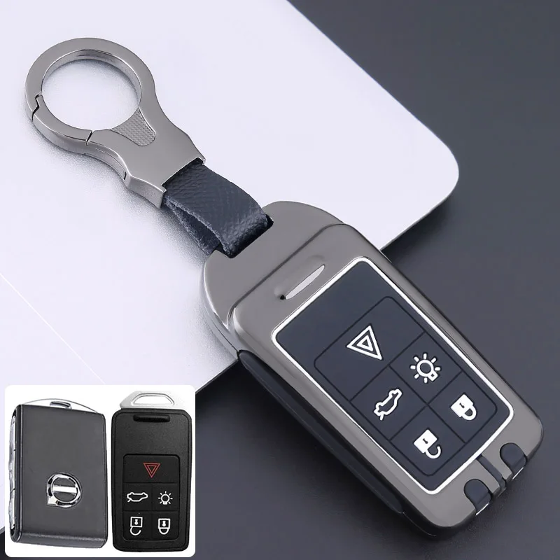 Zinc Alloy +Silicone Car Key Case Cover For Volvo S60 S80 V60 XC60 XC70 S60L S80L V40 XC90 Keyless Entry Remote Key Protection