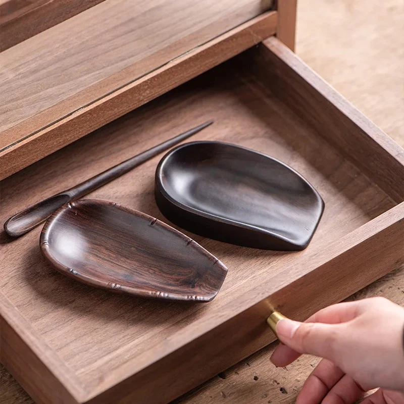 

Совок для чая из черного сандалового дерева, креативное судно для презентации чая, лопатка для чаши, бытовой ковш для пробуждения, китайское ремесло для ча