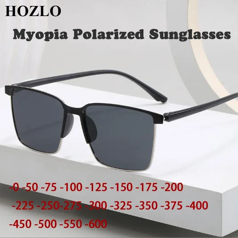 Myopia Polarized Sunglasses Men Women Oversized Black Driving Eyewear Outdoor Sun Glasses Diopter 0 To -6.0 Custom Prescription