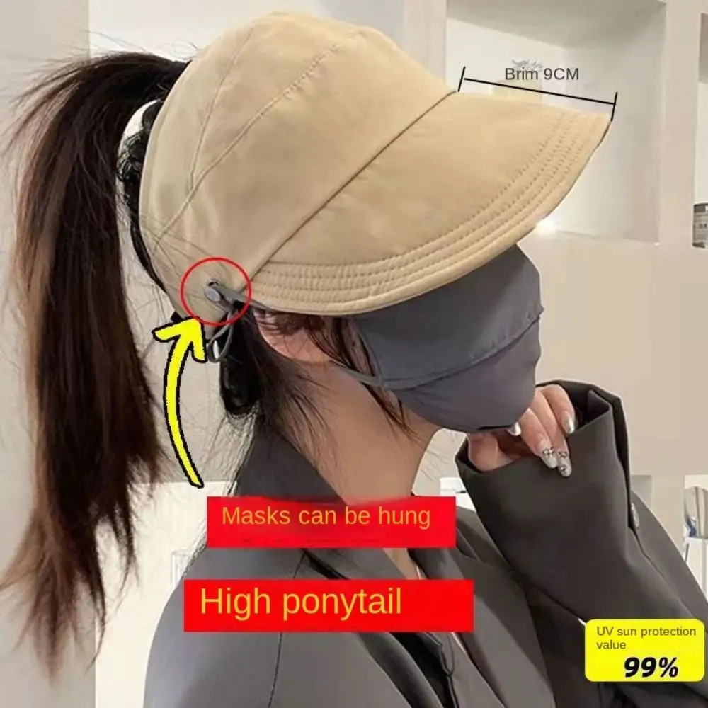 접이식 챙이 넓은 태양 모자 속건성 어부 모자 버킷 모자 포니테일 모자 바이저 모자