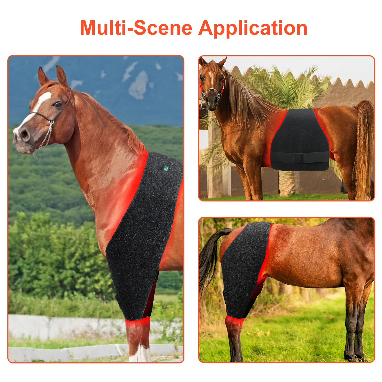 Equine 660nm 850nm Red Light Therapy Blanket Battery Powered Horse Pony Pair of Stifle Wraps for Equine Belly Therapy