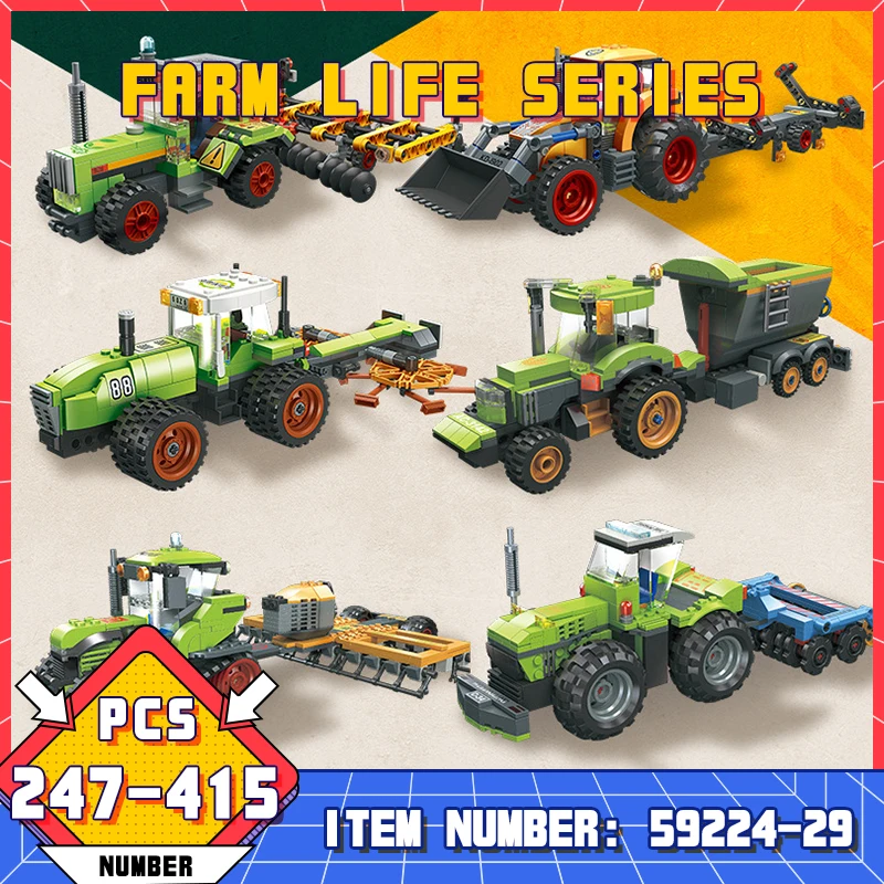 

59224-29 Городская ферма серии DIY Мелкая частица Сельскохозяйственный автомобиль Игрушка Детская образовательная сборка строительный блок Мальчик ABS игрушки подарки