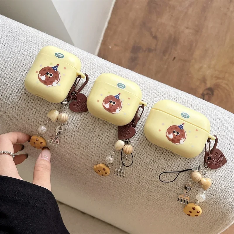 Bonita funda con colgante de galleta para AirPods 4, Airpod 1, 2, 3 Pro Pro2, auriculares Bluetooth, caja de carga, funda protectora para auriculares