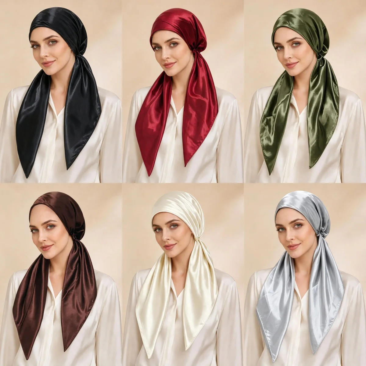 Satin Pre-Tied Hat Muslim Hijab Women Long Tail Headscarf Silk Bonnet Headwrap Turban Chemo Cap Bandanas Headband Turbante Mujer