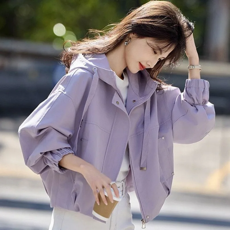 

Fashionable Personality Short Hooded Commuter Jacket Women New Spring and Autumn Style Loose and Casual Jacke Short Women Coat