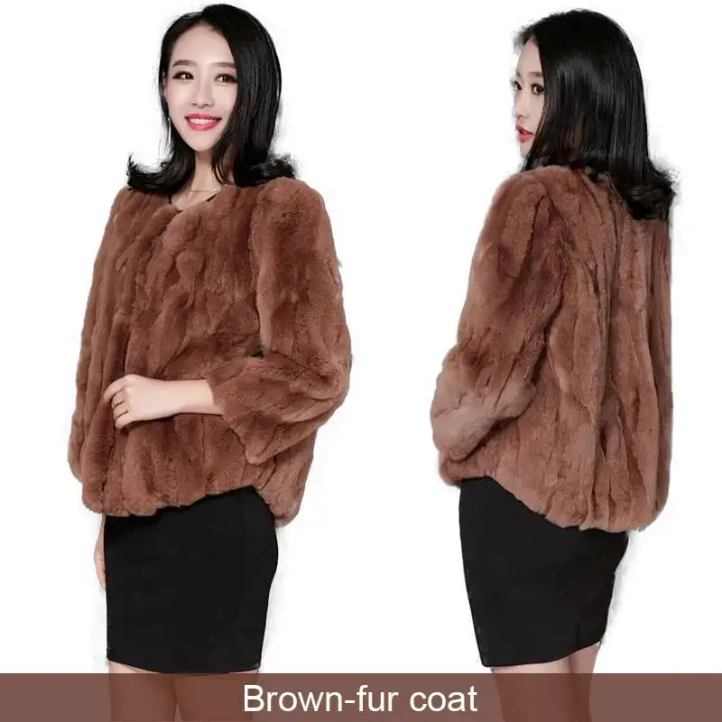 Abrigo de piel de conejo Real Natural para mujer, chaquetas de lujo cortas coreanas, talla suelta, peludas, gruesas y cálidas, cuello redondo, ropa