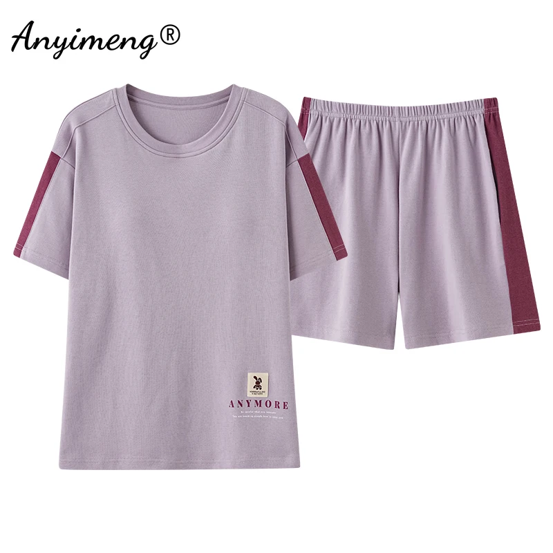 Women Summer Shorts Casual Pullover Nightwear Cotton Pajamas Set for Woman Leisure Sleepwear for Girl Fashion Lady Loungewear