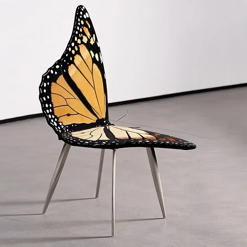 

Leisure Chair Art Fabric Single Chair Personality Creative Restaurant Stainless Steel Dining Chair