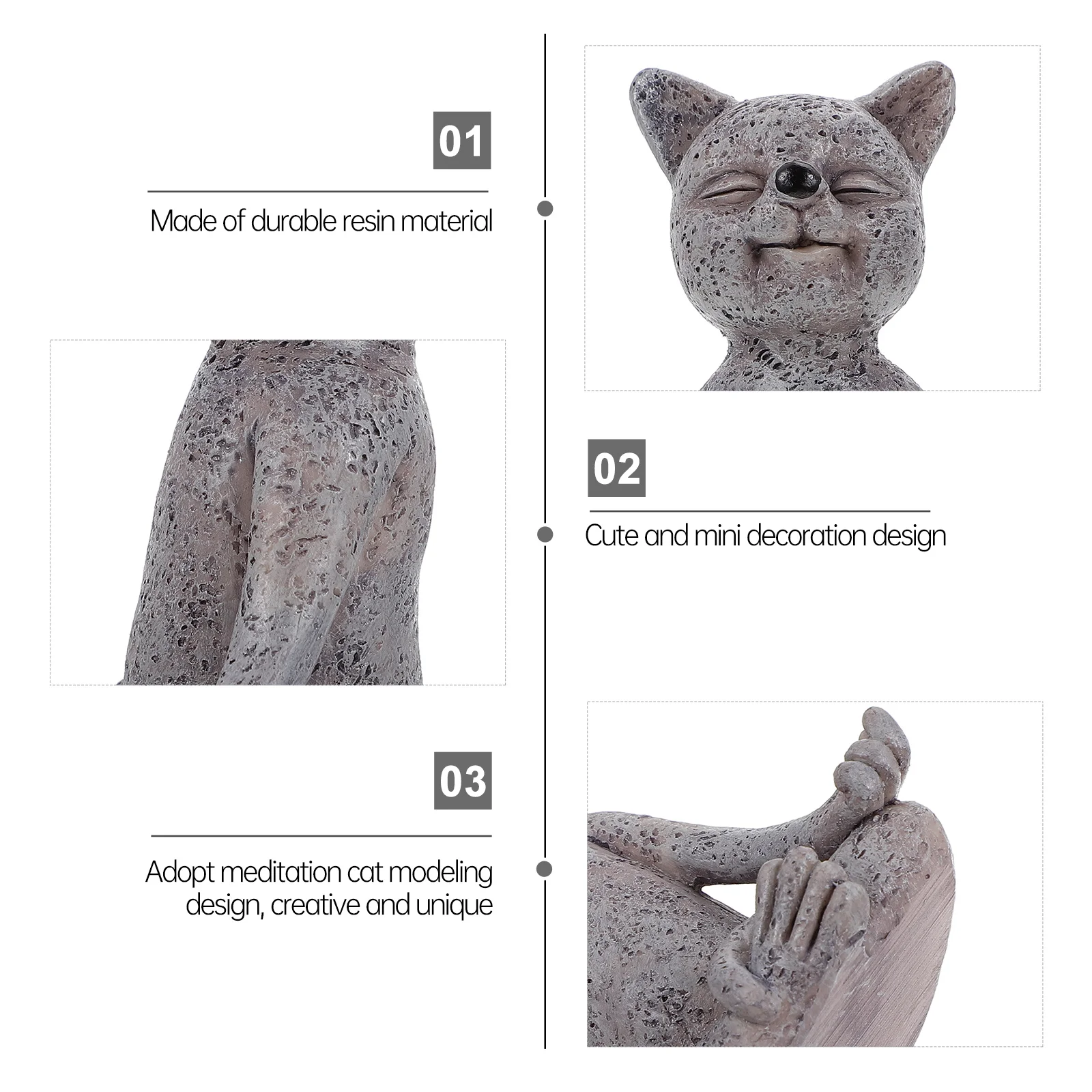 

1Pcs Meditation Cat Resin Craft Ornament Creative Desktop Decor Home Resin Cat Adornment Home Adornment Craft Decor