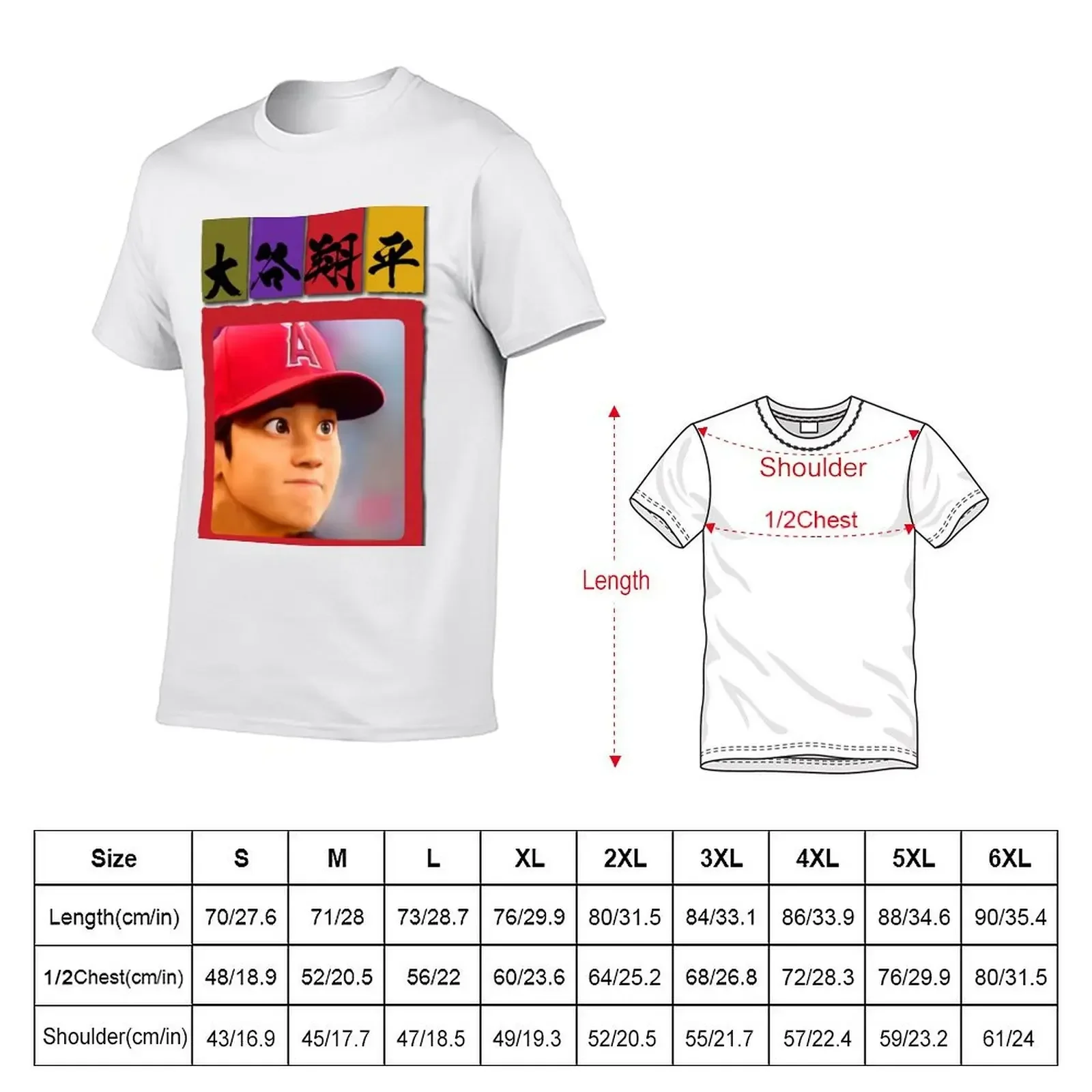 Cartoon-style Shohei Otani with Japanese Kanji T-Shirt graphic t shirt vintage kawaii clothes sweat plus size men clothing