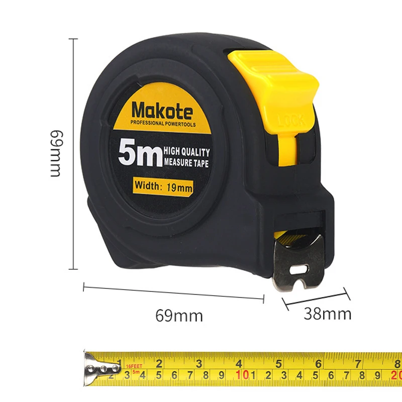 شريط قياس متري 3م/5م/7.5م/10م قابل للسحب بقياسات بوصة وسميكة مقاومة للتآكل من الفولاذ أدوات قياس منزلية