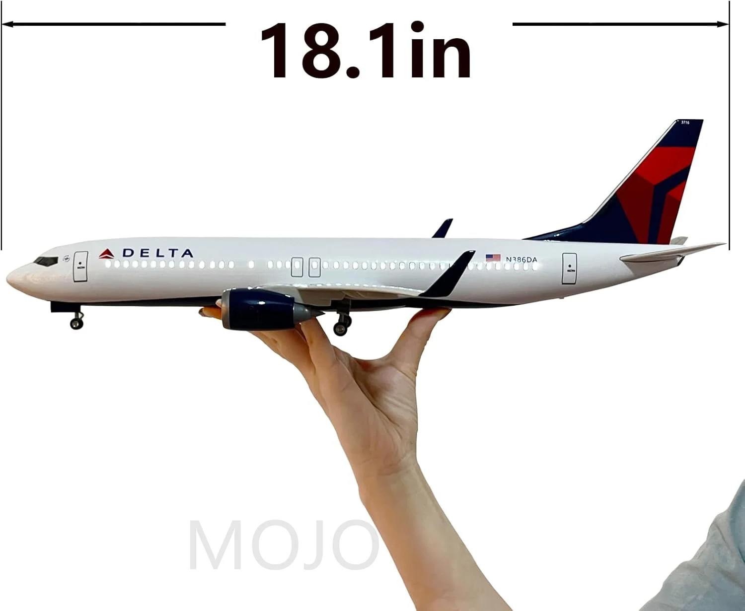Delta B737 Airplane Model 1:150 Scale Delta Airlines 737 47cm Length with LED Lights Highly Simulated Resin Material Aviation