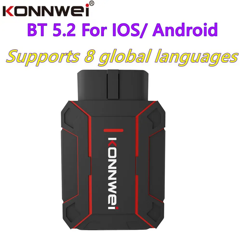 KONNWEI MAXOBD نظام السيارة الكامل BT 5.2 لـ IOS/ Android Obd2 رمز أداة التشخيص قراءة وسادة هوائية المحرك ناقل حركة أوتوماتيكي ABS