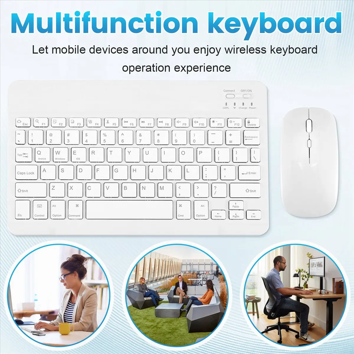 مجموعة لوحة مفاتيح وماوس لاسلكية صامتة رفيعة للغاية L77A مناسبة للوحة مفاتيح بلوتوث للكمبيوتر اللوحي والكمبيوتر المحمول باللون الأبيض #5
